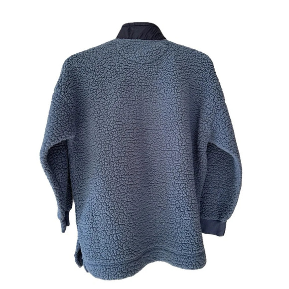 Aerie Dream Sherpa Quarter Zip Sweatshirt Marbled Blue Medium Oversized Pullover - Picture 5 of 13